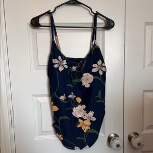 Shade & Shore Floral Navy Tankini Sz XL